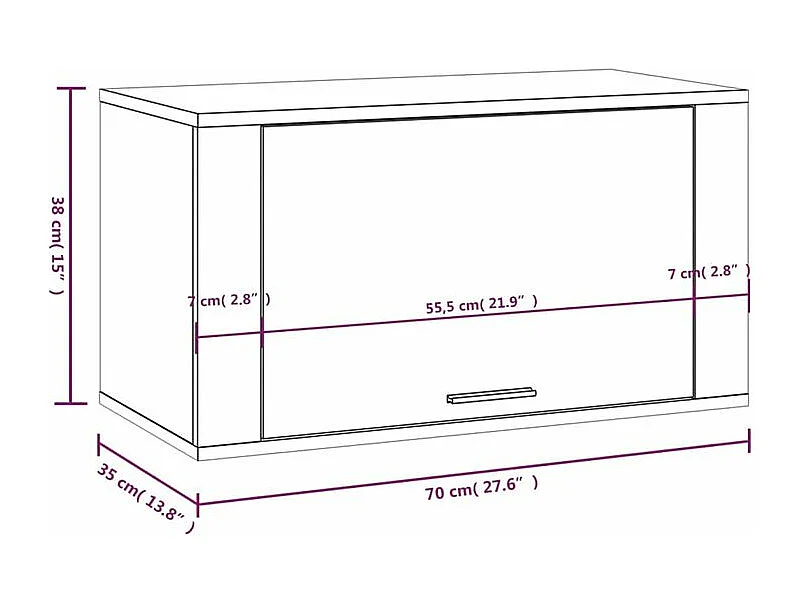Armoire à chaussures murale Gris béton 70x35x38