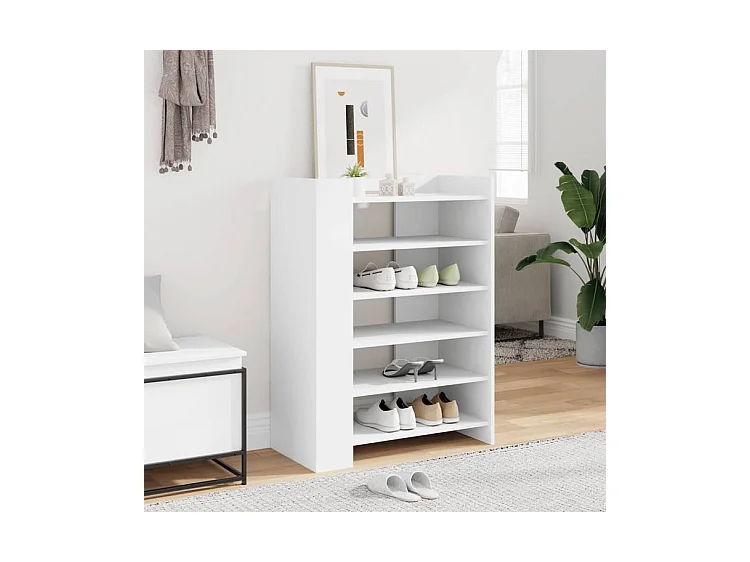 Etagères à chaussures en bois Lizza L75xH100xP38 – Élégance et praticité-Couleur Blanc