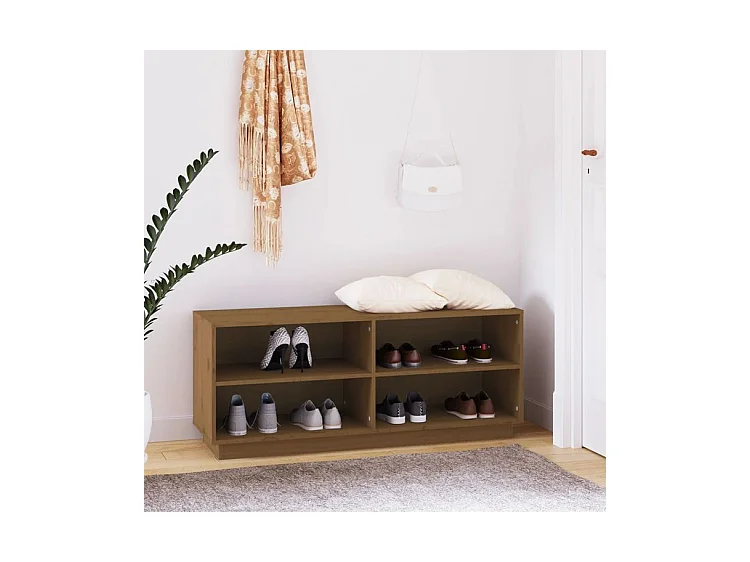 Armoire à chaussures Marron miel 110x34x45 Bois de pin massif