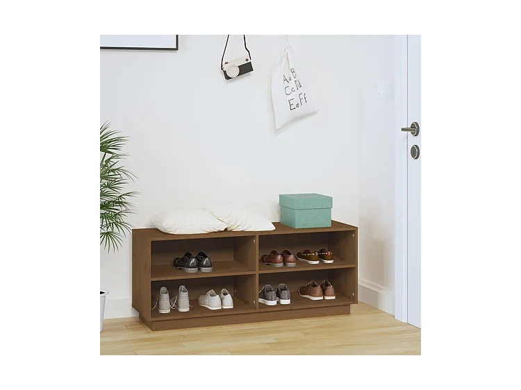 Armoire à chaussures Marron miel 110x34x45 Bois de pin massif