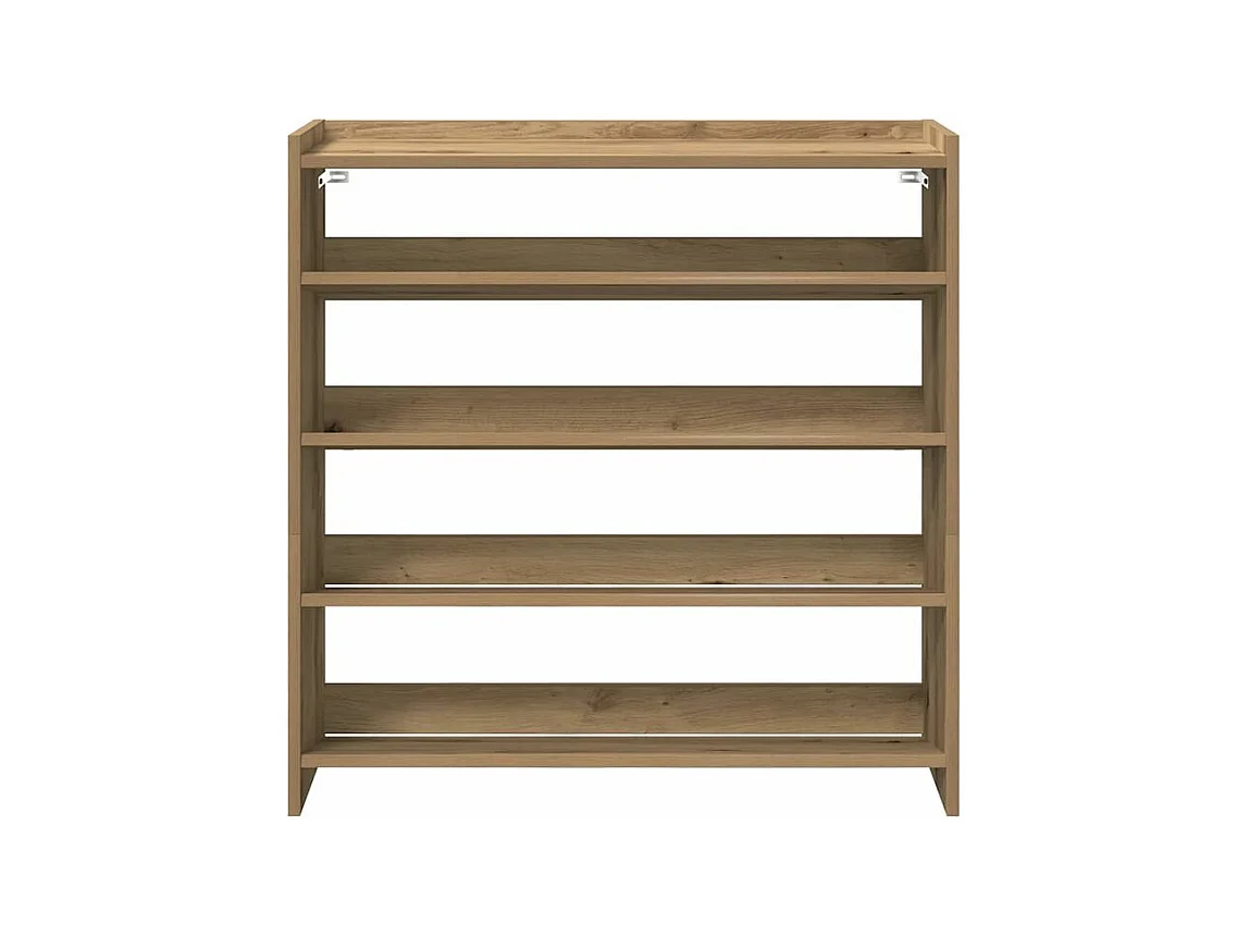 Étagère à chaussures en bois Manda L 80 x H 81cm - Rangement 5 niveaux-Couleur Marron clair