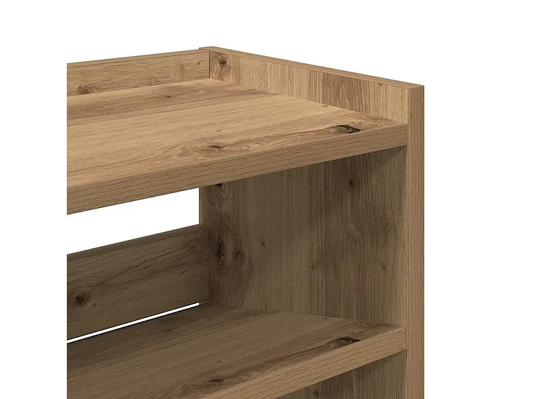 Étagère à chaussures en bois Manda L 80 x H 81cm - Rangement 5 niveaux-Couleur Marron clair