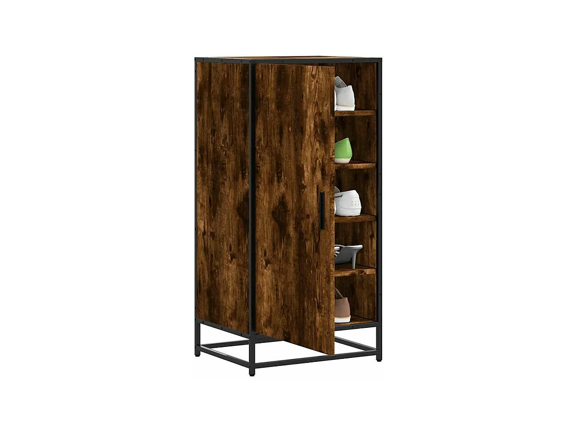 Étagère à chaussures chêne fumé 48x38x97,5 bois d'ingénierie