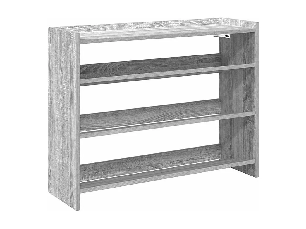 Étagère à chaussures en bois Manda L 80 x H 62cm - Rangement 3 niveaux-Couleur Chêne gris