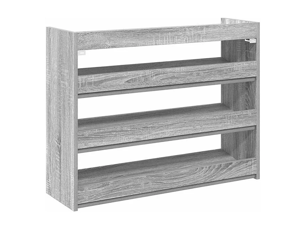 Étagère à chaussures en bois Manda L 80 x H 62cm - Rangement 3 niveaux-Couleur Chêne gris