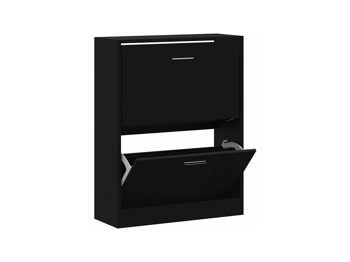 Armoire à chaussures en bois Puerto L63xH81xP24 – 2 portes rabattables-Couleur Noir