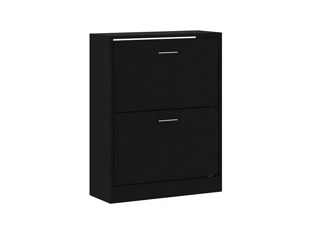 Armoire à chaussures en bois Puerto L63xH81xP24 – 2 portes rabattables-Couleur Noir