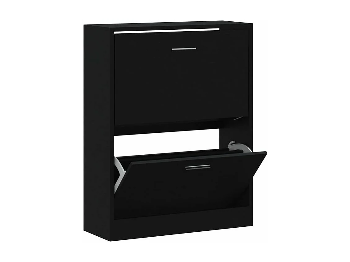 Armoire à chaussures en bois Puerto L63xH81xP24 – 2 portes rabattables-Couleur Noir