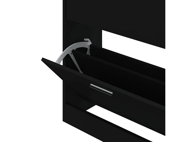 Armoire à chaussures en bois Puerto L63xH81xP24 – 2 portes rabattables-Couleur Noir