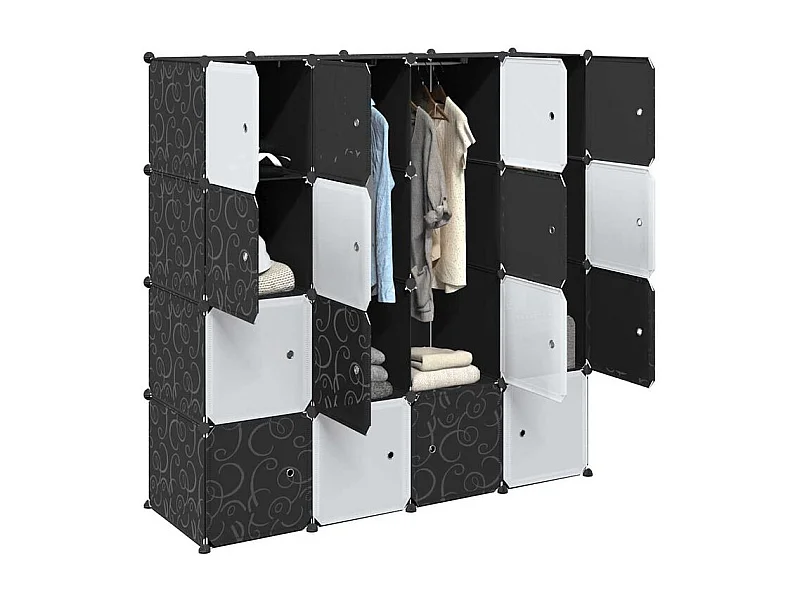 Cubes de rangement 16 pcs avec tiges de suspension PP