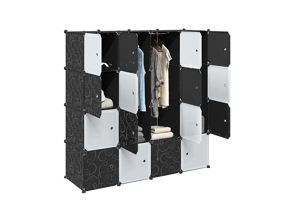 Cubes de rangement 16 pcs avec tiges de suspension PP