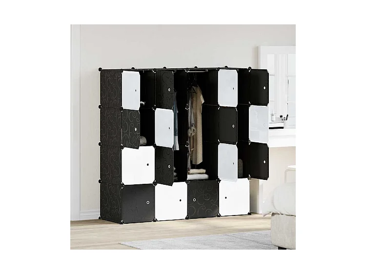 Cubes de rangement 16 pcs avec tiges de suspension PP