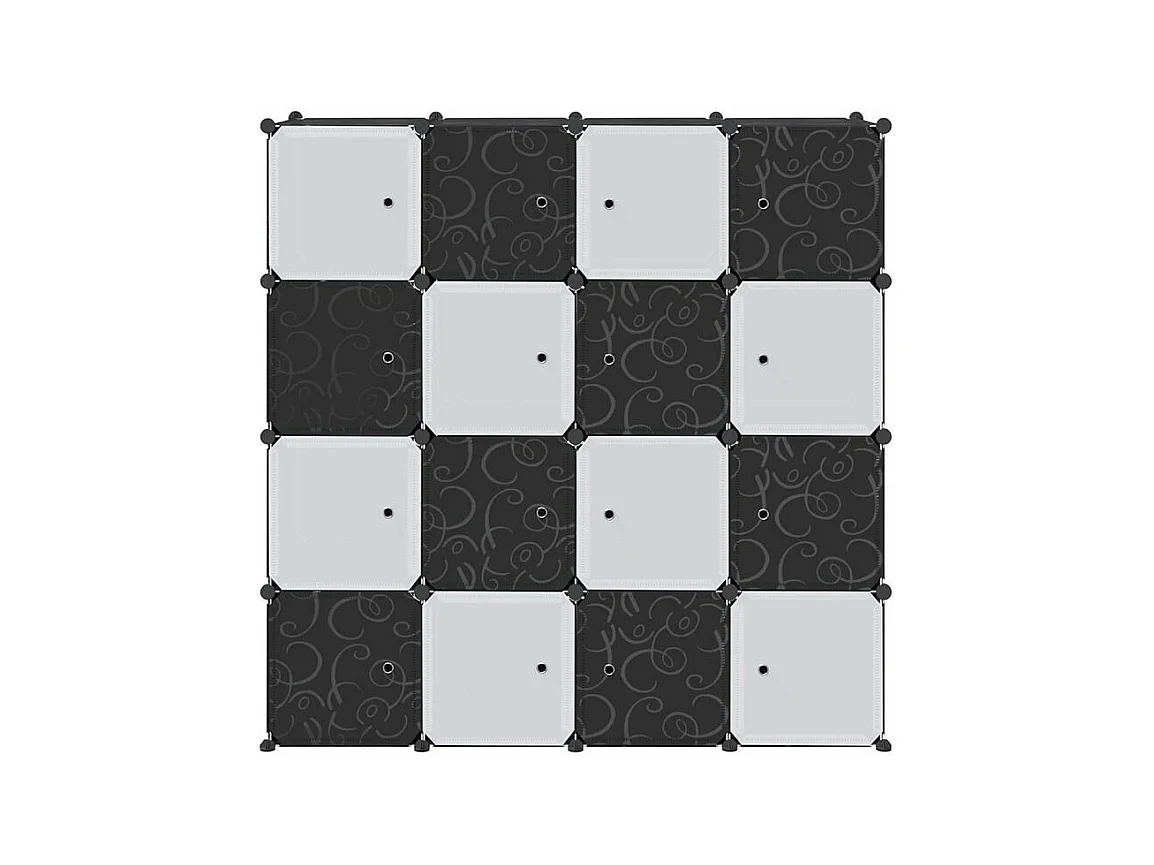 Cubes de rangement 16 pcs avec tiges de suspension PP