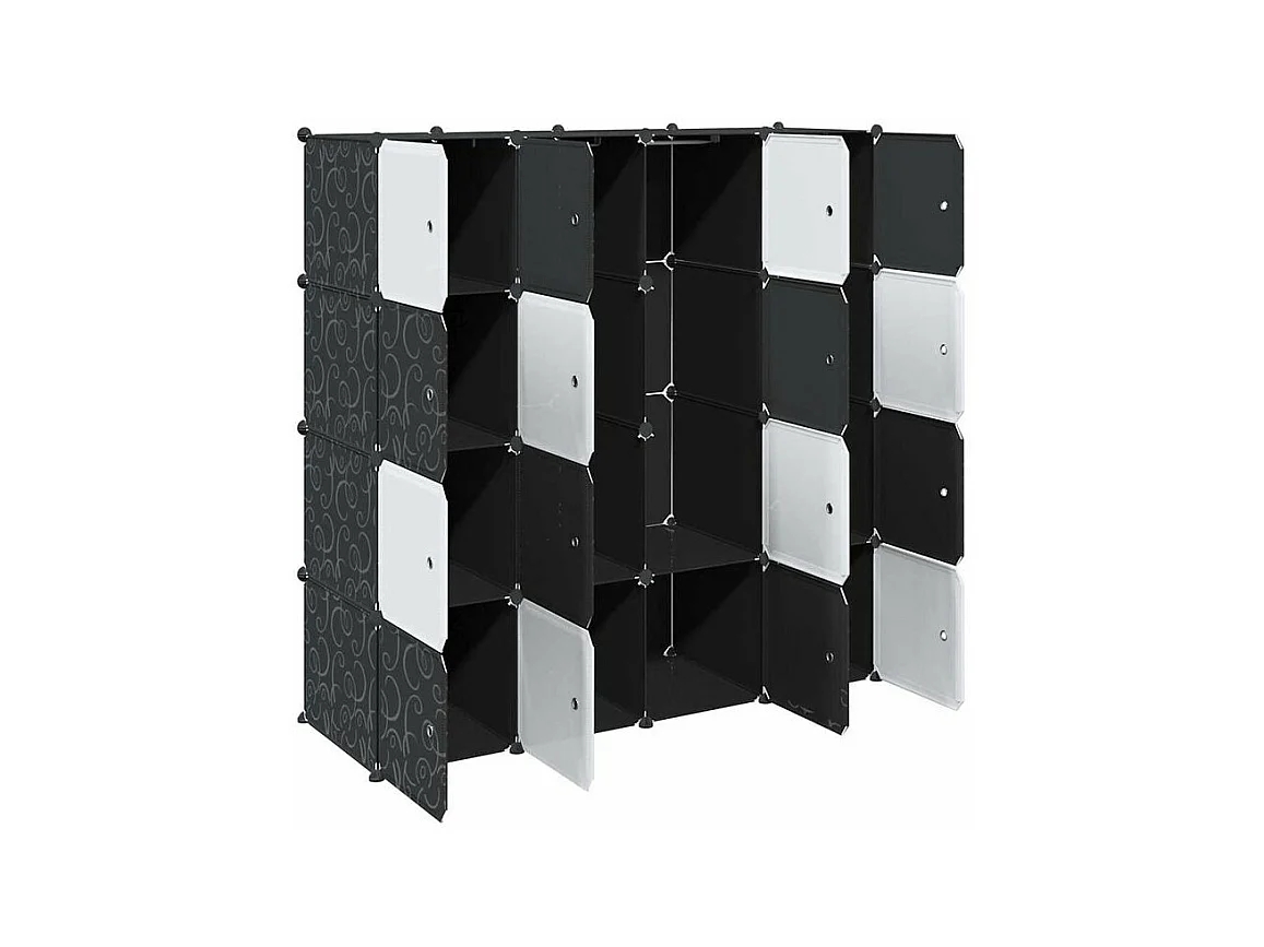 Cubes de rangement 16 pcs avec tiges de suspension PP