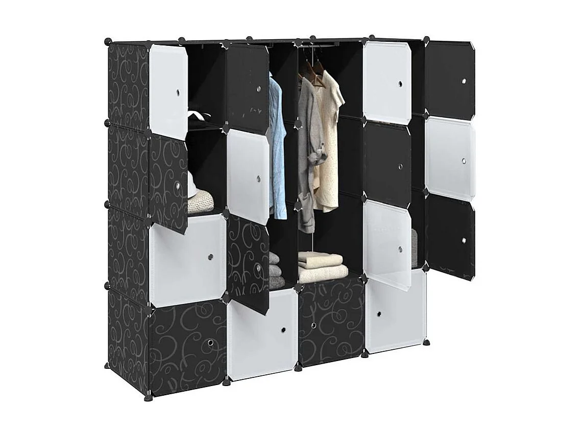 Cubes de rangement 16 pcs avec tiges de suspension PP