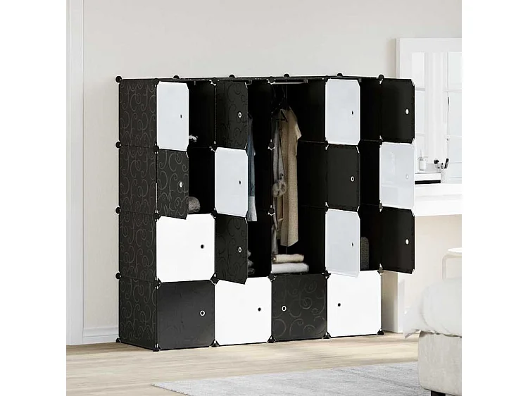 Cubes de rangement 16 pcs avec tiges de suspension PP