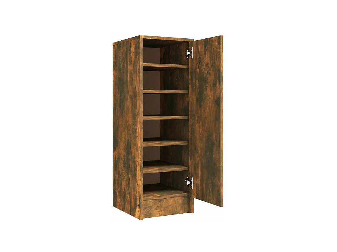 Armoire à chaussures en bois Kompo L32xP35xH92 - Sobre et discréte-Couleur Marron fumé