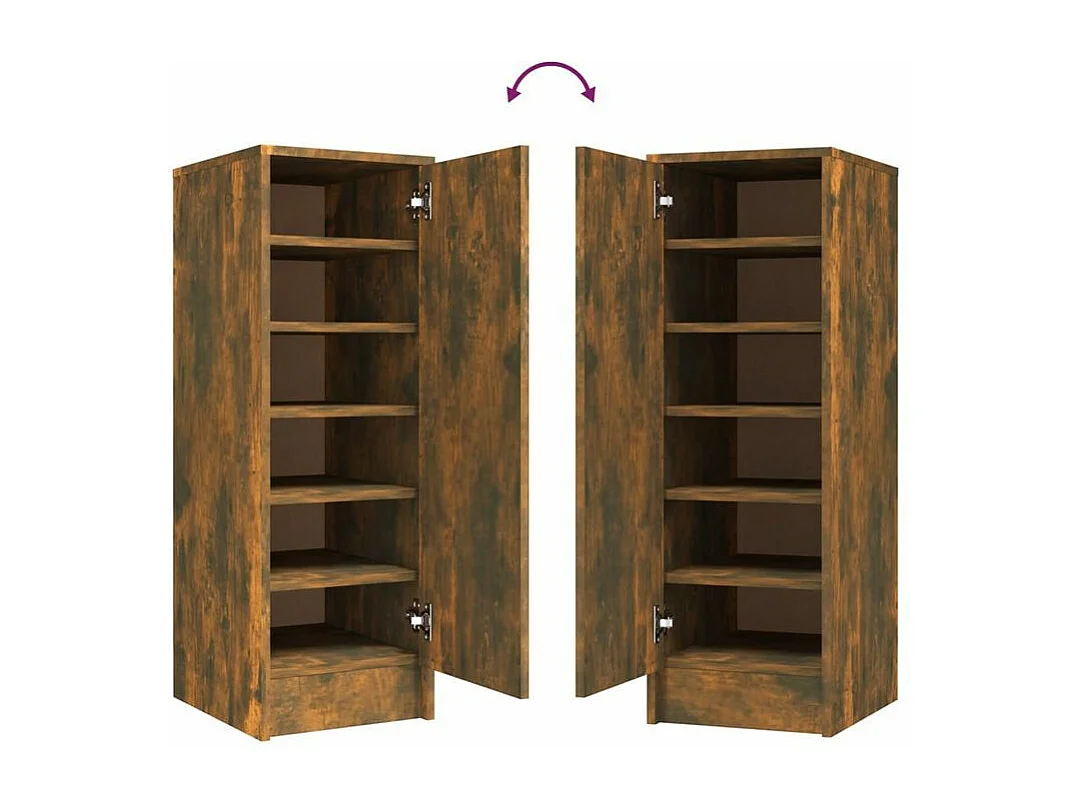 Armoire à chaussures en bois Kompo L32xP35xH92 - Sobre et discréte-Couleur Marron fumé