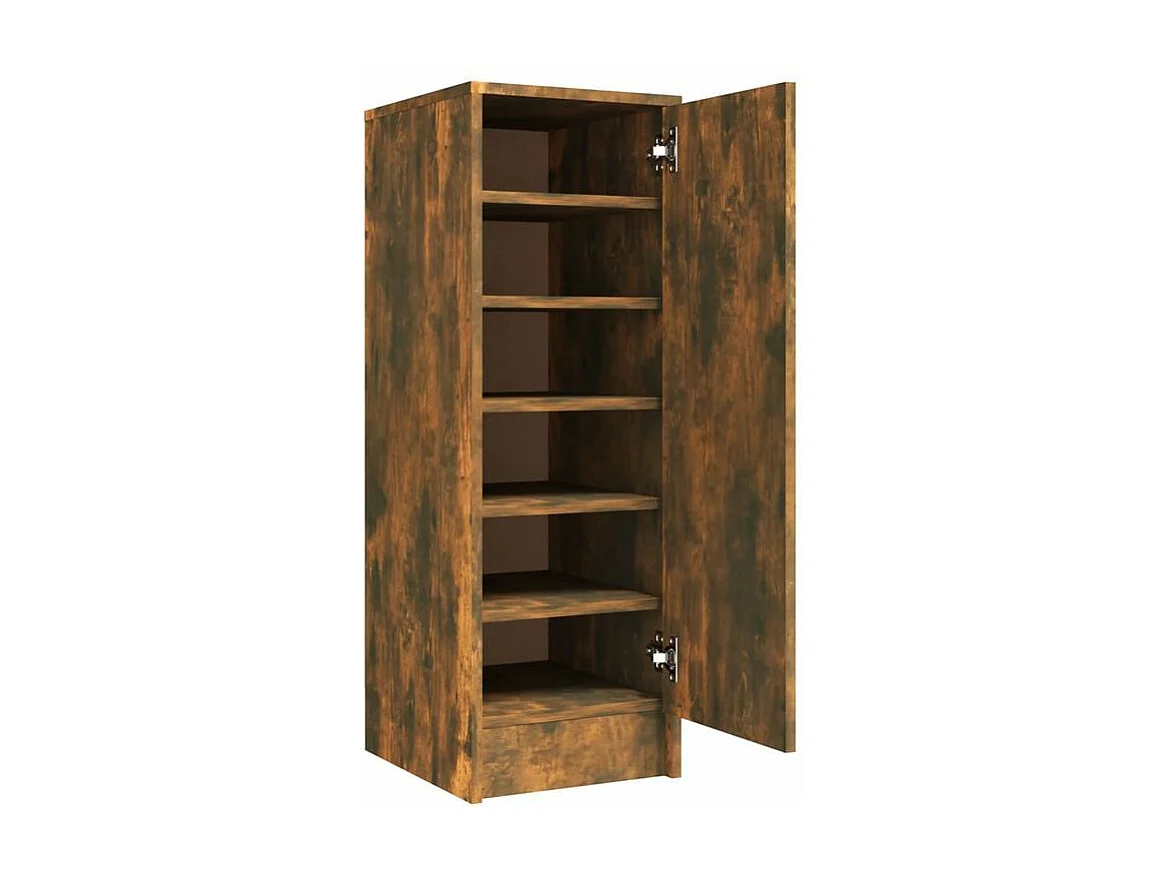 Armoire à chaussures en bois Kompo L32xP35xH92 - Sobre et discréte-Couleur Marron fumé
