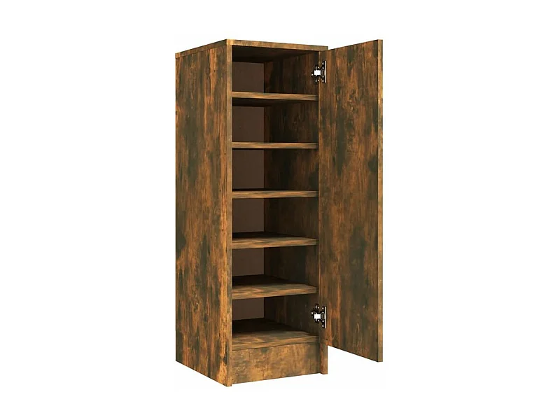 Armoire à chaussures en bois Kompo L32xP35xH92 - Sobre et discréte-Couleur Marron fumé