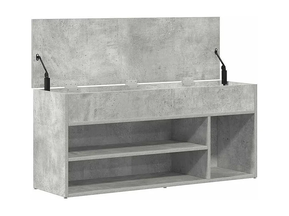 Banc à chaussures gris béton 102x30,5x45 bois d'ingénierie