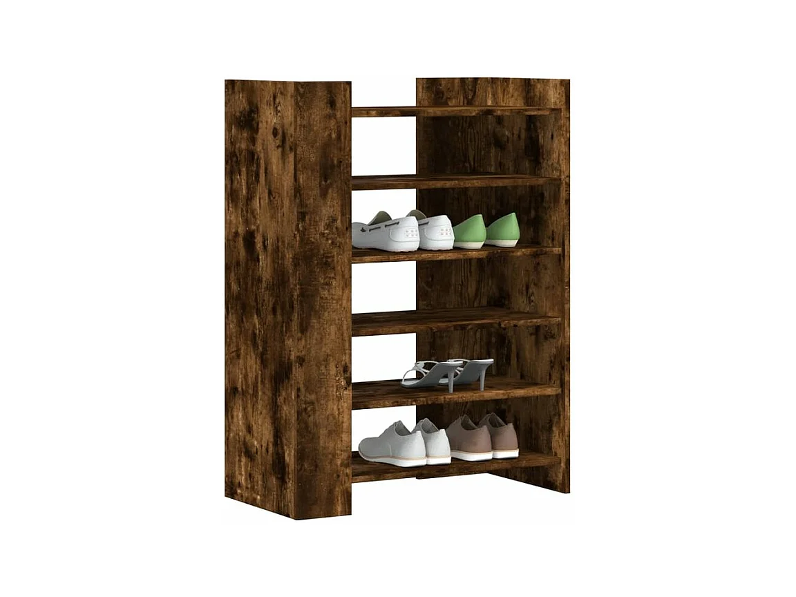 Etagères à chaussures en bois Lizza L75xH100xP38 – Élégance et praticité-Couleur Marron fumé