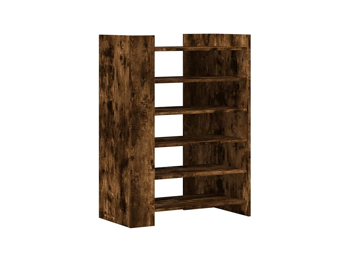 Etagères à chaussures en bois Lizza L75xH100xP38 – Élégance et praticité-Couleur Marron fumé