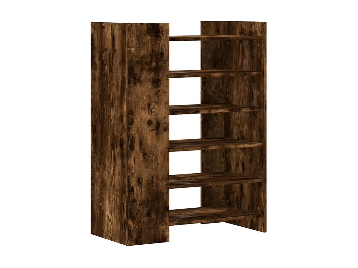 Etagères à chaussures en bois Lizza L75xH100xP38 – Élégance et praticité-Couleur Marron fumé