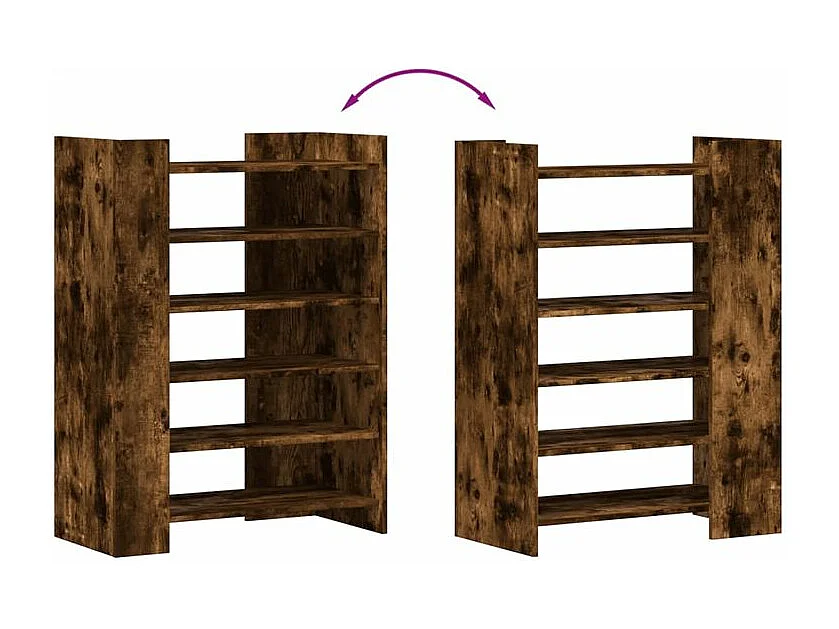 Etagères à chaussures en bois Lizza L75xH100xP38 – Élégance et praticité-Couleur Marron fumé