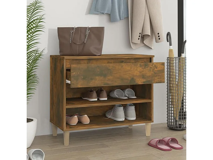 Armoire à chaussures Chêne fumé 70x36x60 Bois d'ingénierie