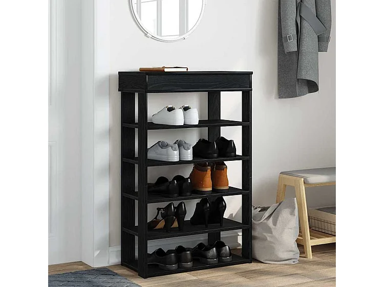 Étagère à chaussures noir 60x30x98 bois d'ingénierie