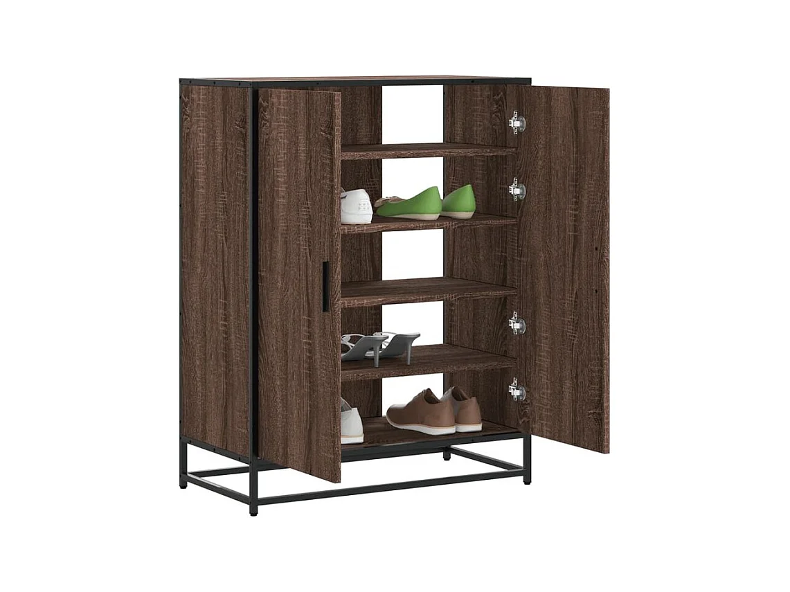 Meuble à chaussures chêne marron bois d'ingénierie et métal