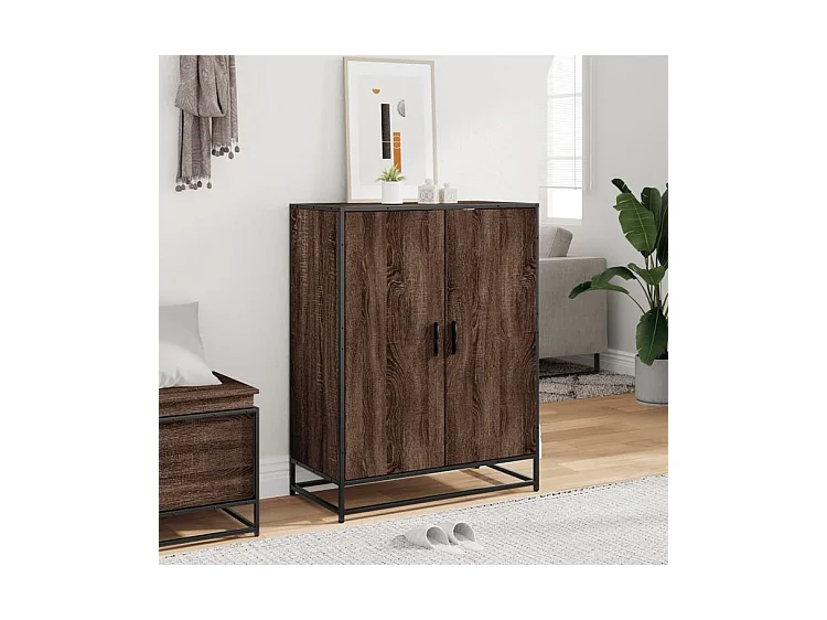 Meuble à chaussures chêne marron bois d'ingénierie et métal