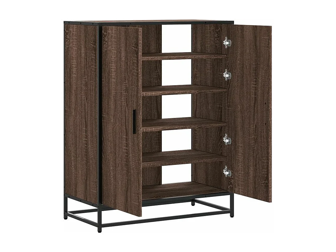 Meuble à chaussures chêne marron bois d'ingénierie et métal