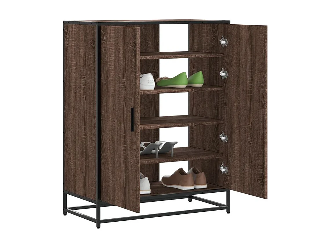 Meuble à chaussures chêne marron bois d'ingénierie et métal