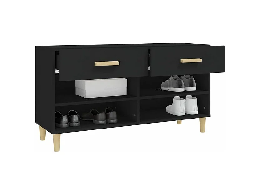 Armoire à chaussures Noir 102x35x55 Bois d'ingénierie