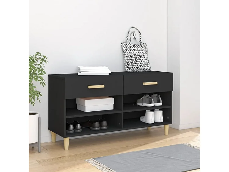 Armoire à chaussures Noir 102x35x55 Bois d'ingénierie