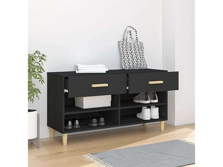 Armoire à chaussures Noir 102x35x55 Bois d'ingénierie