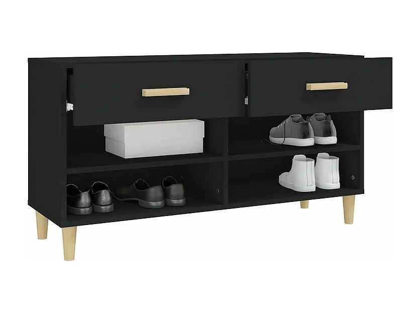 Armoire à chaussures Noir 102x35x55 Bois d'ingénierie