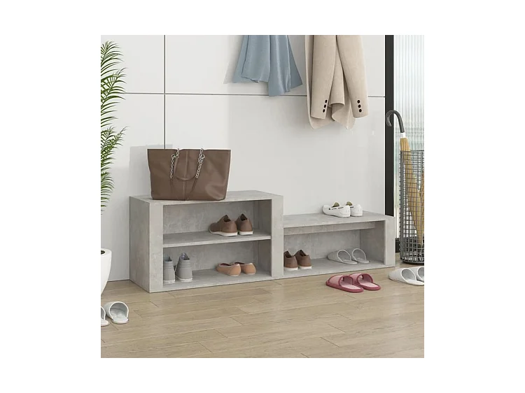 Armoire à chaussures Gris béton 150x35x45 Bois d'ingénierie