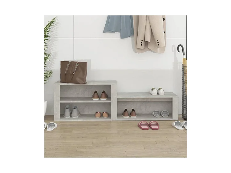 Armoire à chaussures Gris béton 150x35x45 Bois d'ingénierie