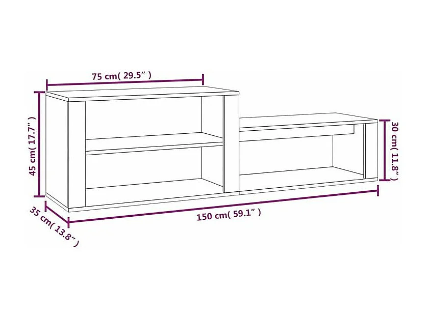 Armoire à chaussures Gris béton 150x35x45 Bois d'ingénierie