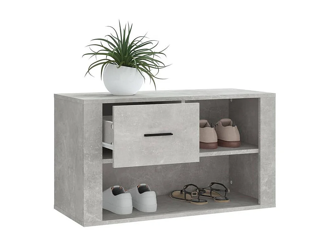 Armoire à chaussures Gris béton 80x35x45 Bois d'ingénierie