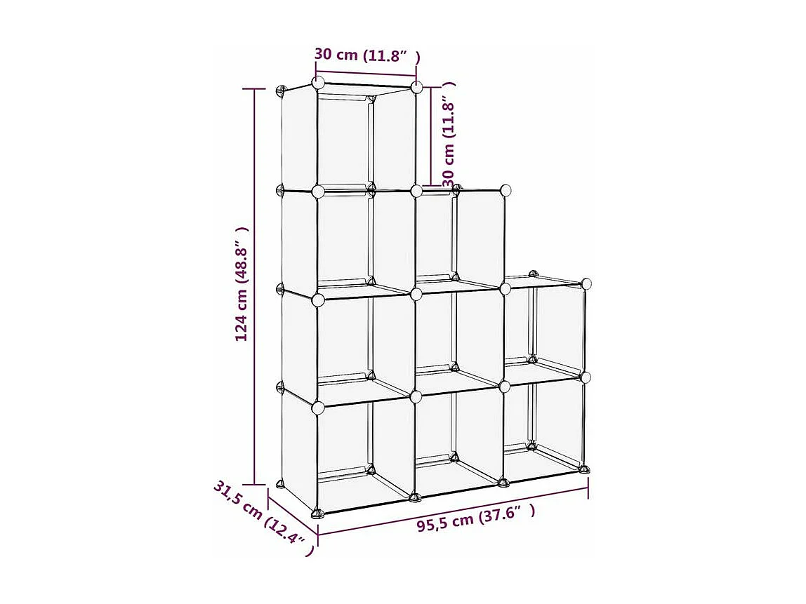 Cubes de rangement 9 pcs Transparent PP