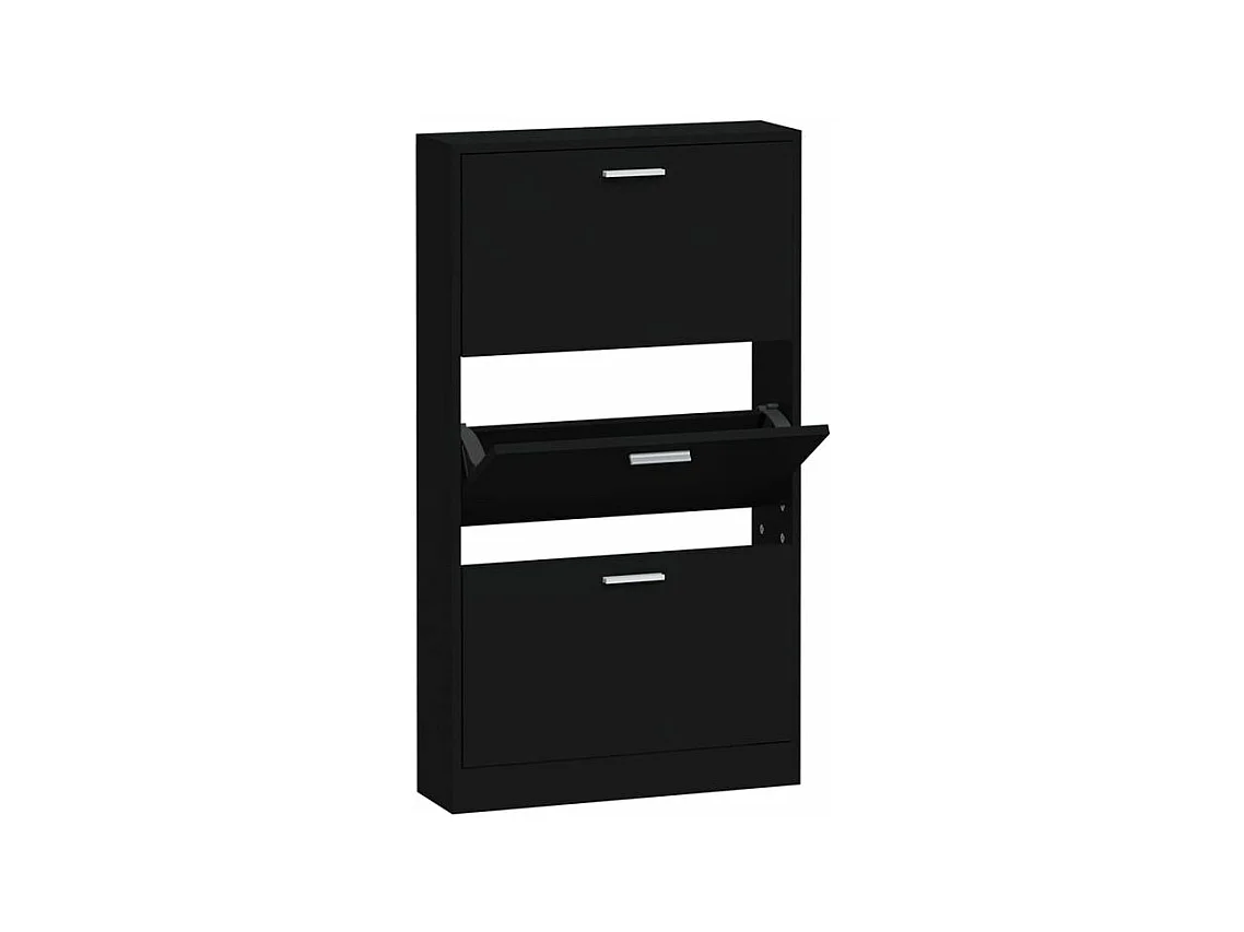 Armoire à chaussures en bois Puerto L59xH108xP17 – 3 portes rabattables-Couleur Noir