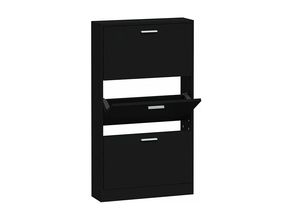 Armoire à chaussures en bois Puerto L59xH108xP17 – 3 portes rabattables-Couleur Noir