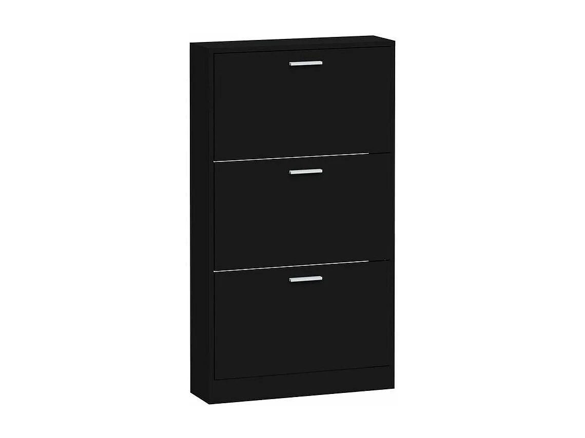 Armoire à chaussures en bois Puerto L59xH108xP17 – 3 portes rabattables-Couleur Noir