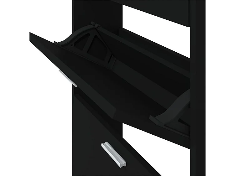 Armoire à chaussures en bois Puerto L59xH108xP17 – 3 portes rabattables-Couleur Noir