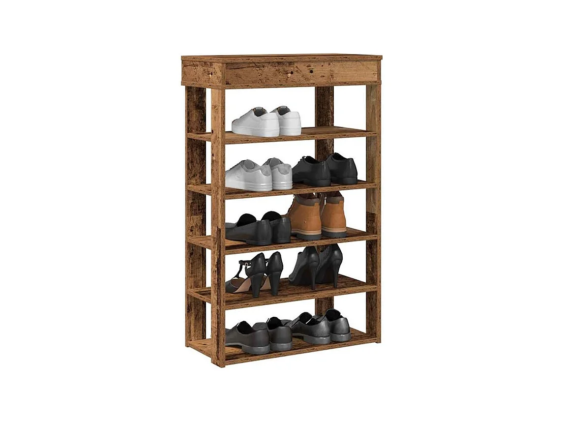 Étagère à chaussures vieux bois 60x30x98 bois d'ingénierie