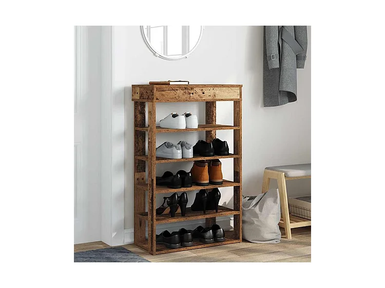Étagère à chaussures vieux bois 60x30x98 bois d'ingénierie